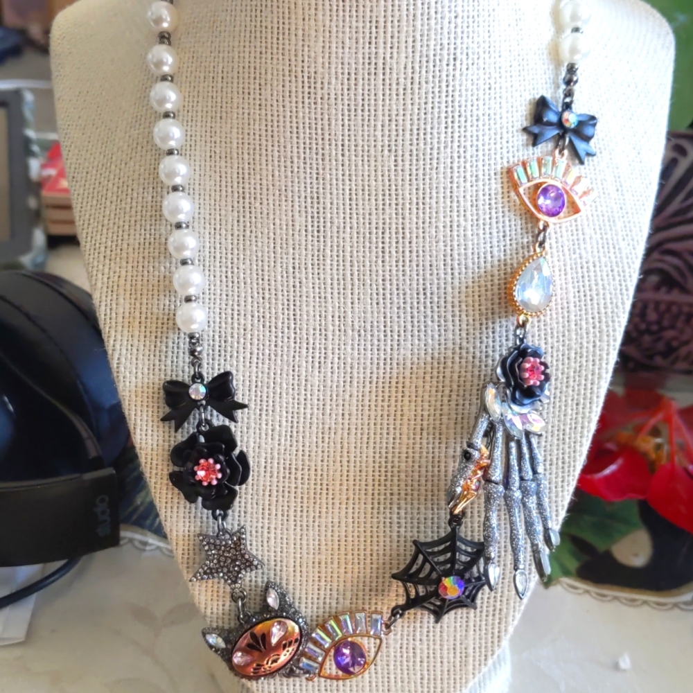 COPY - Betsey Johnson Gold Tone Celestial Punk Crystal Star Fringe Gothic Look